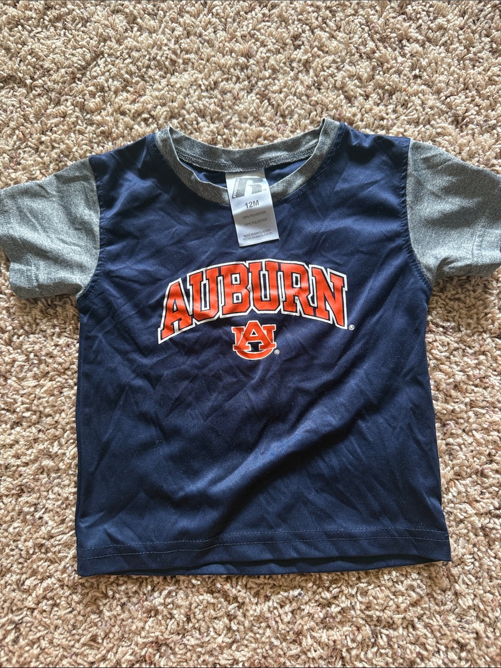 Russell Athletic Navy & Gray Auburn Logo Tee
